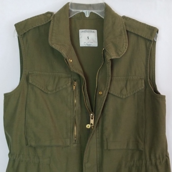 Zara Olive Green Vest Military Size S - Picture 2 of 10